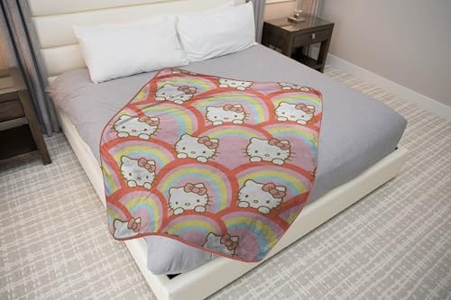 Jay Franco Hello Kitty Rainbow Plush Throw Blanket