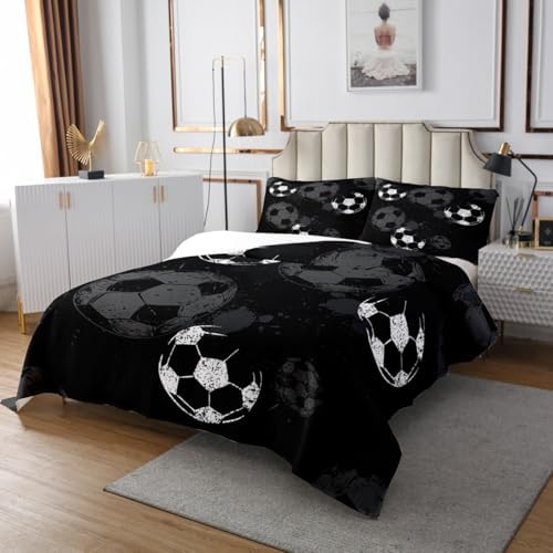 Castle Fairy Soccer Pattern Bedspread Set Queen Size for Kids
