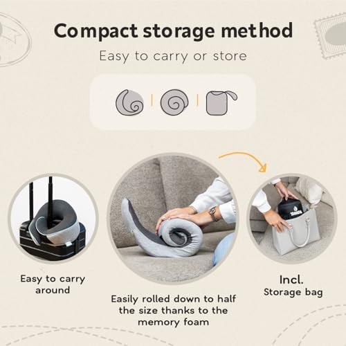 TRAVARA Memory Foam Neck Pillow for Airplanes