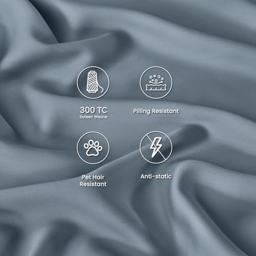 GOKOTTA Bamboo Rayon Fitted Sheet - King Size 16 Inch Pocket Blue