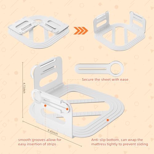Fitenected Bed Sheet Holders Set of 4 - White