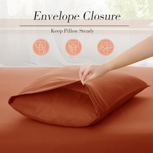 Aormenzy Extra Deep King Sheets - 4 Piece Burnt Orange Set