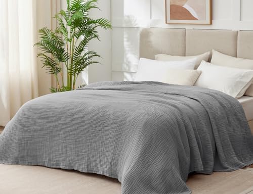 Kozyhvn 100 Cotton Muslin Blanket King 108x90 Grey