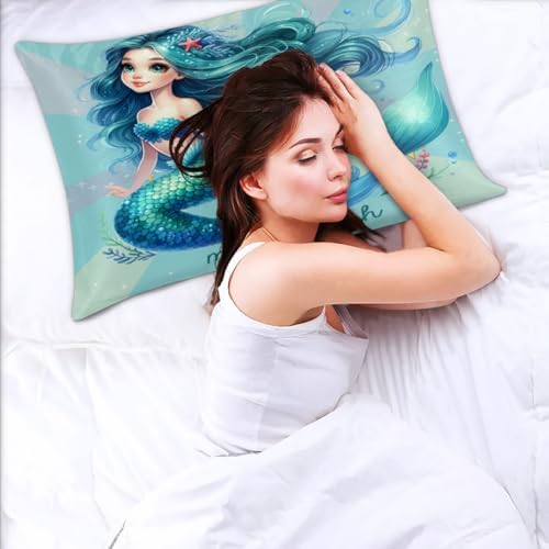 Pardick Turquoise Mermaid Satin Pillowcase - 20x26in