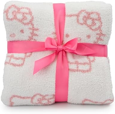 Hello Kitty Feather Knit Fluffy Throw Blanket - 50x60 Inch Pink