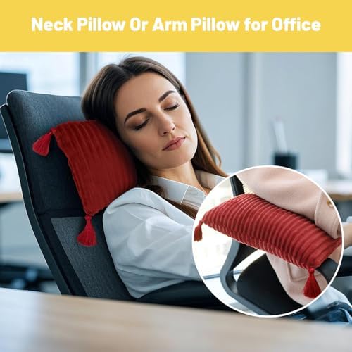 vocheer Small Travel Pillow with Tassels 11x7 Red 2pc
