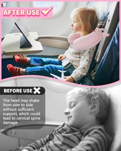 Sino Salected Kids Travel Pillow with Memory Foam and Pink Pattern