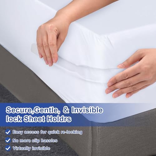 AEDNX Sheet Holders - 4 Pcs Heavy-Duty Mattress Straps White