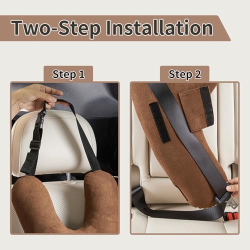 Y-Shape Kids Travel Pillow with Adjustable Belt Brown