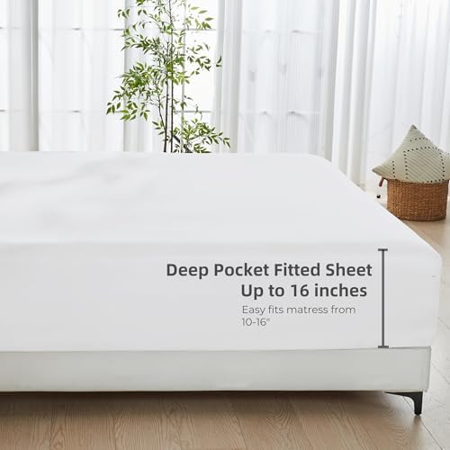 GOKOTTA Bamboo Rayon Fitted Sheet - King Size 16 Inch Pocket