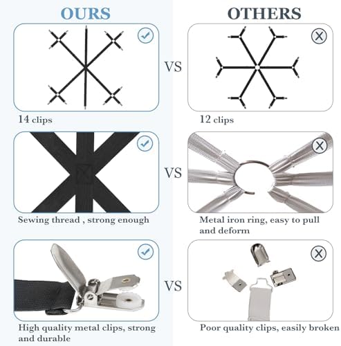 Mkono Sheet Straps 6 Way Cross 14 Clips Fitted Sheet Holder