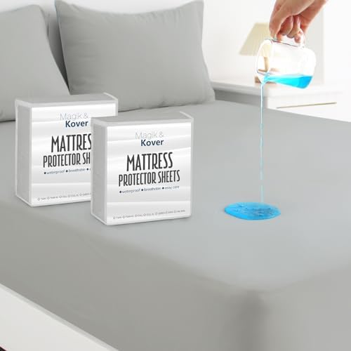 Magik Kover Twin Mattress Protector Waterproof 2 Pack Grey