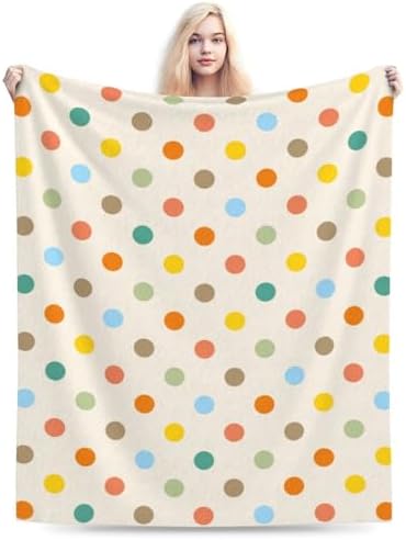 Colorful Retro Polka Dot Throw Blanket 50x40in