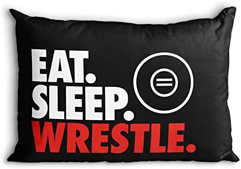 ChalkTalkSPORTS Eat Sleep Wrestle Pillowcase BlackRed 1