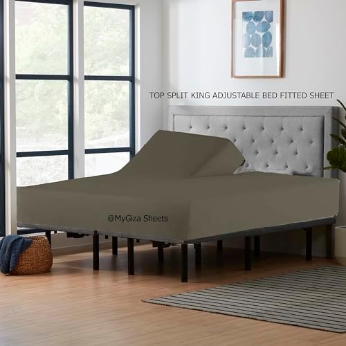 Split Top King Fitted Sheet Dark Grey 100 Giza Cotton