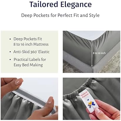 California Design Den Grey Queen Sheet Set - 100 Egyptian Cotton Percale 1