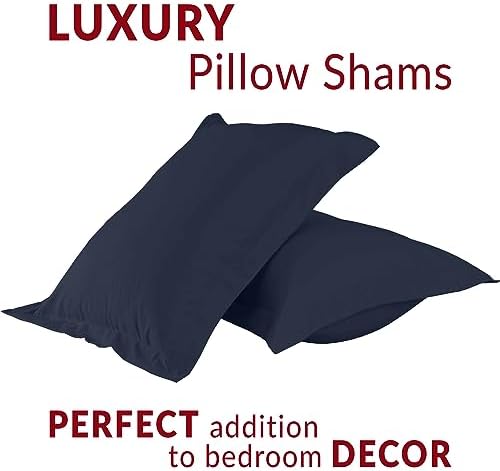 Mellanni Pillow Shams Set - 2 PC Navy Blue Luxury Decor