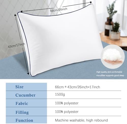 HAODEMI Cooling Bed Pillows 2 Pack with Soft Down Alternative Fill