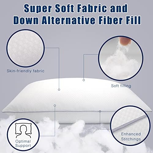 Piwaal Bed Pillows 2 Pack - Down Alternative Grey
