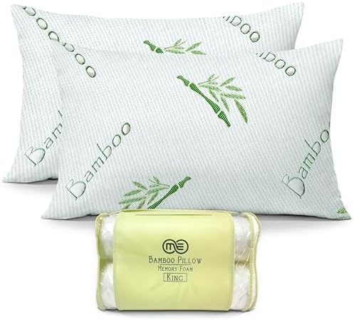 OMEO 2 Pack Rayon Bamboo Memory Foam Pillows
