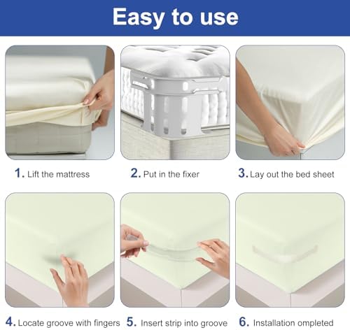 AEDNX Sheet Holders - 4 Pcs Heavy-Duty Mattress Straps White