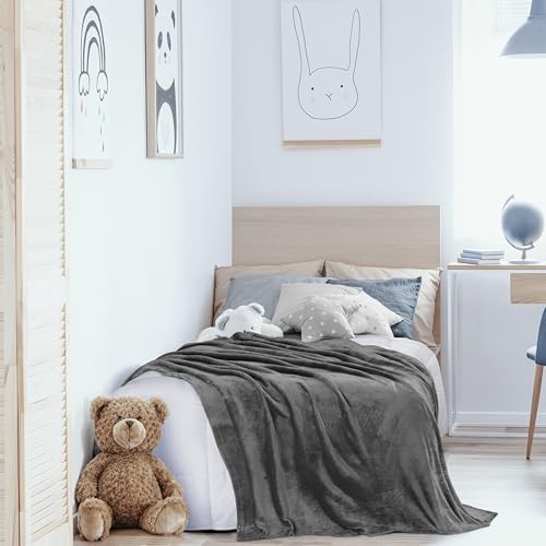 Utopia Bedding Fleece Blanket Twin Grey 300GSM 1