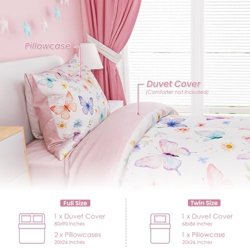 SANDJEST Butterfly Duvet Cover Set Twin Size