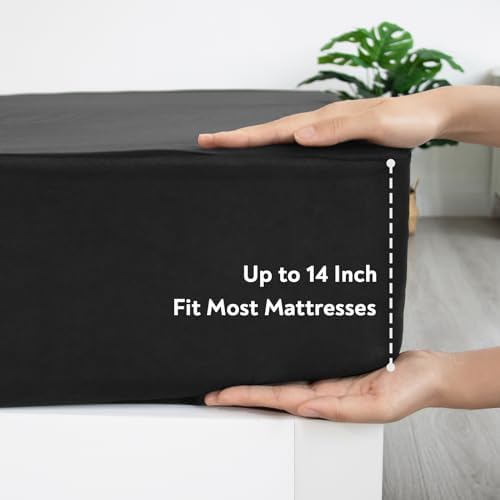 2 Pack Twin Fitted Sheets Super Soft Cooling Black Bedding for Kids