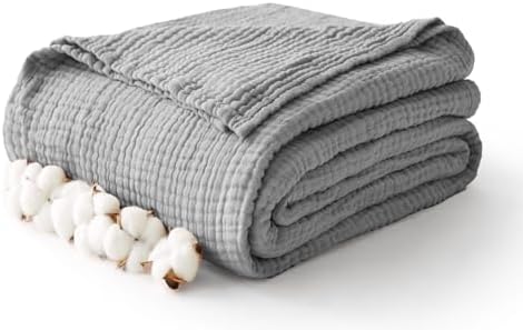 Kozyhvn 100 Cotton Muslin Blanket King 108x90 Grey