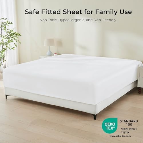 GOKOTTA Bamboo Rayon Fitted Sheet - King Size 16 Inch Pocket
