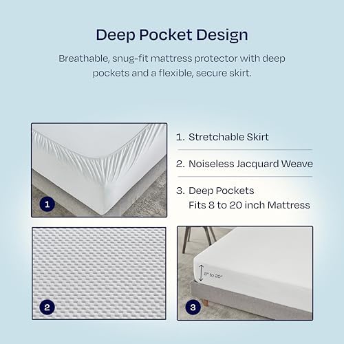 California Design Den Waterproof Queen Mattress Protector - Soft Cooling Noiseless