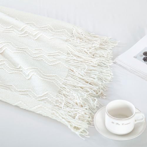 BOURINA Off White Throw Blanket 50 x 90 Inches