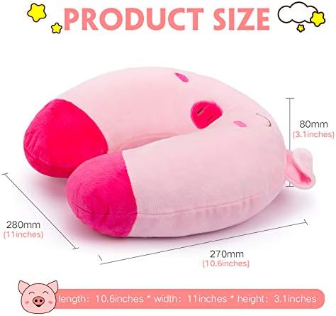 H HOMEWINS Travel Pillow for Kids with Cute Animal Design