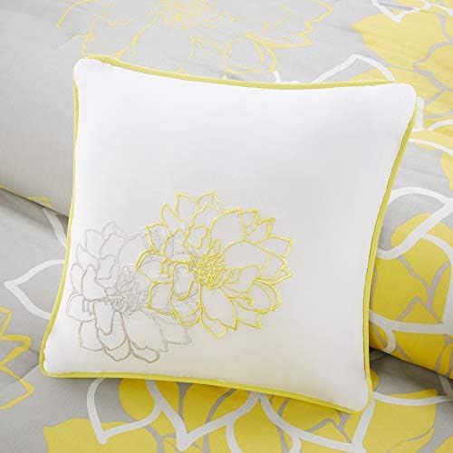 Madison Park Lola Sateen Comforter Set 7 Piece Grey Yellow