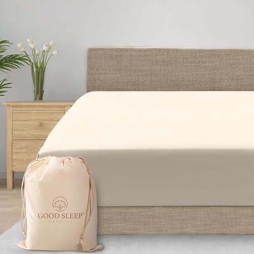 Good Sleep Bedding Queen Fitted Sheet Ivory 800 TC 16 Deep
