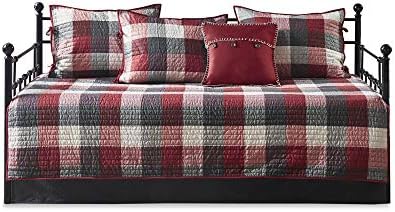 Madison Park Reversible Daybed Cover Set Plaid Red 75x39