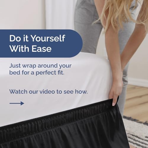 CGK Unlimited Wrap Around Dust Ruffle Bed Skirt 2 Pillowcases Bundle - Black