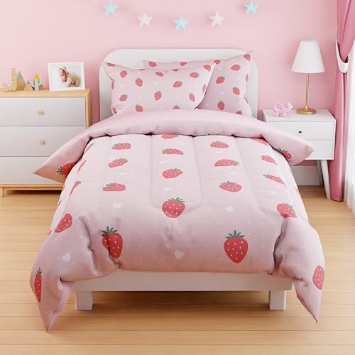 SANDJEST Strawberry Duvet Cover Set for Kids 1