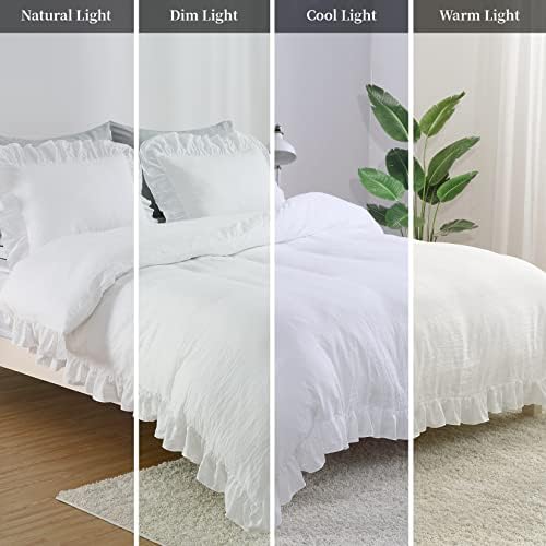 CAROMIO White Ruffle Duvet Cover Set 2PCS Twin