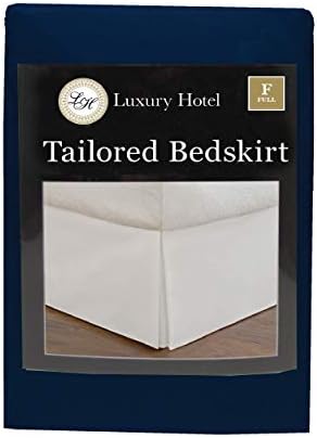Luxury Hotel Style Bed Skirt Box Pleats 14 Inch Drop Full Navy