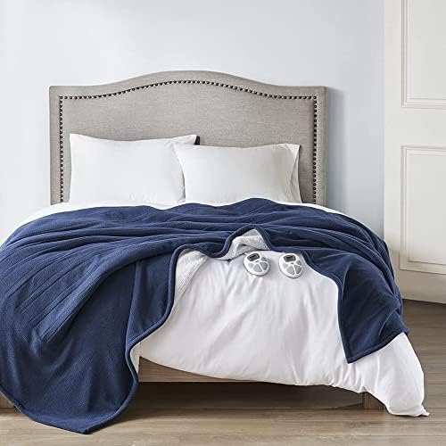 Serta Reversible Fleece to Sherpa Electric Blanket 90x100 Blue King