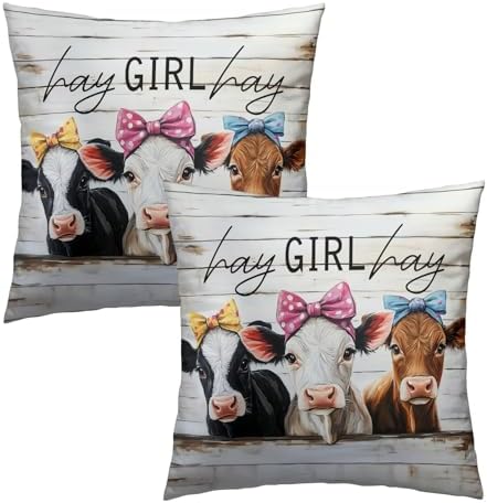Giwawa Farmhouse Cow Pillow Covers Set of 2 18x18 Inch