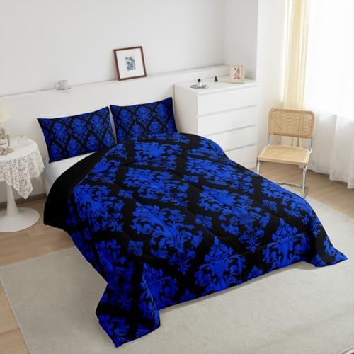 Erosebridal Blue Damask Comforter Set for Kids
