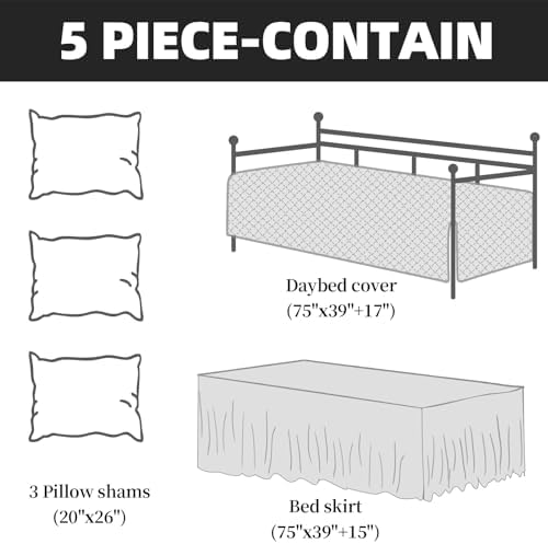 HOMBYS Daybed Set Twin Size with Coin Pattern 75x39 Dark Grey