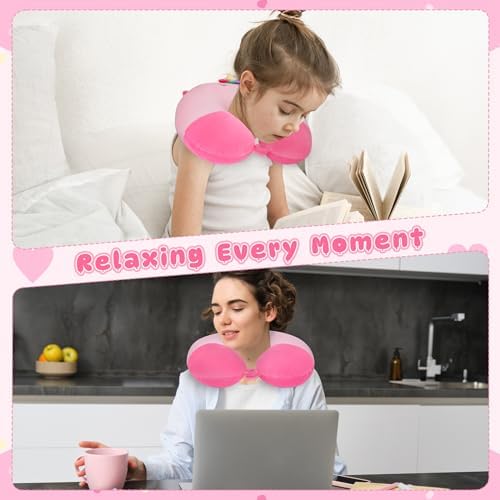 Cute Kids Pink Neck Pillow with Eye Mask