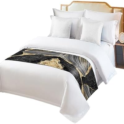 Sabolny Abstract Marble Bed Runner Scarf Cal King Size
