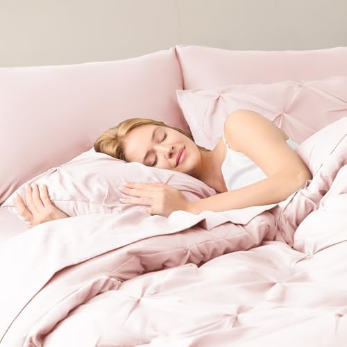 CozyLux Pink Comforter Set Queen 7-Piece Bed in a Bag