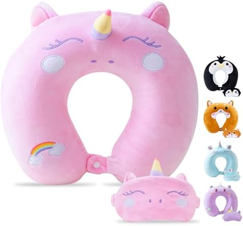 Cirorld Travel Pillow for Kids 3-8 YO Pink