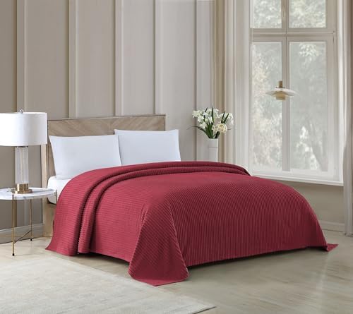 Beatrice Home Fashions Channel Chenille Bedspread Queen Burgundy