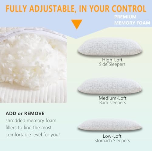 RGTIME Shredded Memory Foam Pillow Set of 2